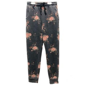 Dex Girls Snow Wash Floral Black Jogger Pants